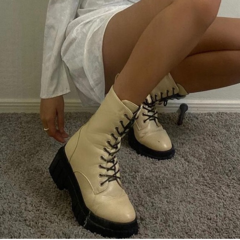 nasty gal beige combat boots